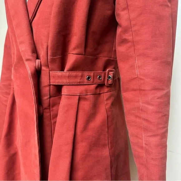 See by Chloé Coat Cotton Belted Rust Red Size 2 - Picture 9 of 17
